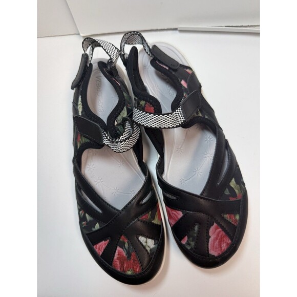 Easy Spirit Esplash Water Resistant Sport Sandals In Black Floral Sz 9.5N New - Picture 2 of 7